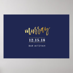 Póster BIENVENIDOS EVENTO POSTER faux gold name navy 36x2
