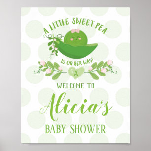 Póster Bienvenidos Fiestas Rótulos Sweet Pea Baby Shower 