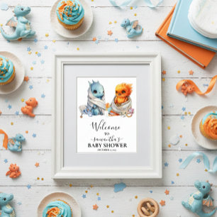 Póster Bienvenidos Gemelos Fantasía Phoenix Dragon