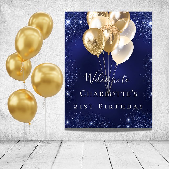Póster Bienvenidos globos dorados purpurinas de la marina (Subido por el creador)