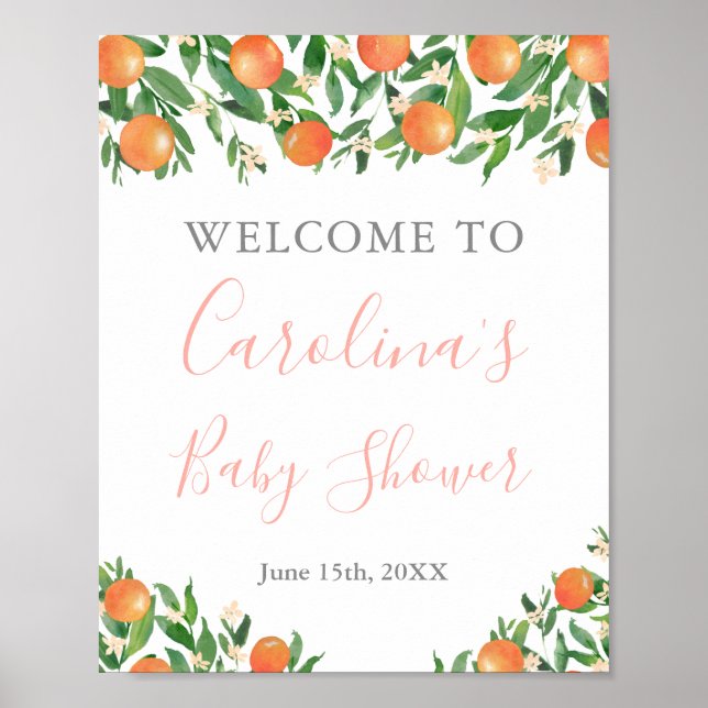 Póster Bienvenidos Naranjas dulces Flores Citrus Shower (Frente)