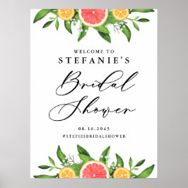 Póster Bienvenidos naranjas y pompanas a la ducha de novi