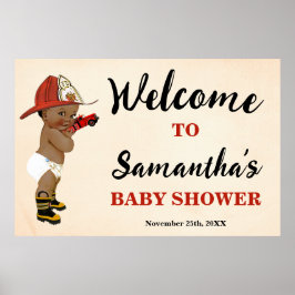 Póster Bienvenidos Poster Baby Shower de bomberos de AA