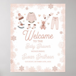 Póster Bienvenidos Poster Baby Shower Neutral Snow Winter