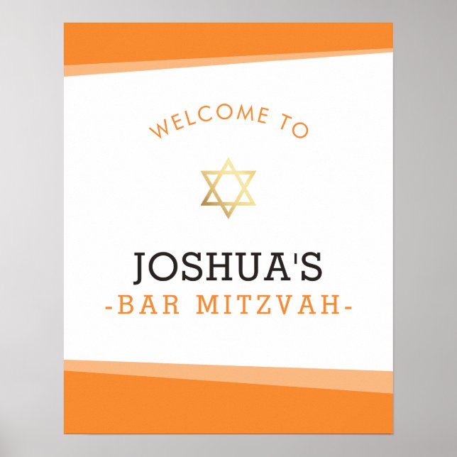 Póster BIENVENIDOS POSTER bar mitzvah simple naranja auda (Frente)