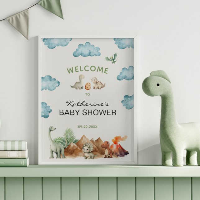 Póster Bienvenidos pronto a Baby Shower a Dinosaur Hatchi (Subido por el creador)