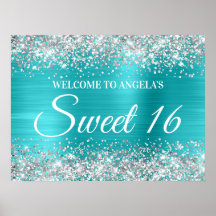 Bienvenidos Purpurina Turquoise Blue Sweet 16