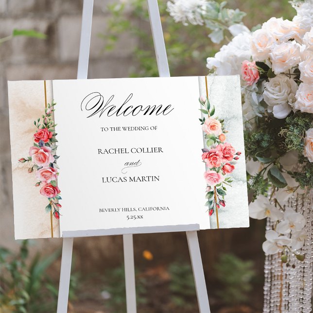 Póster Bienvenidos Romántico Rosa y Caligrafía (Subido por el creador)