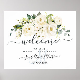 Póster Bienvenidos Rosas de PixDezines Elegant Alabaster