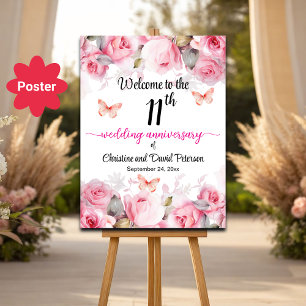 Póster Bienvenidos Rosas de Rubor, 11 años de Boda