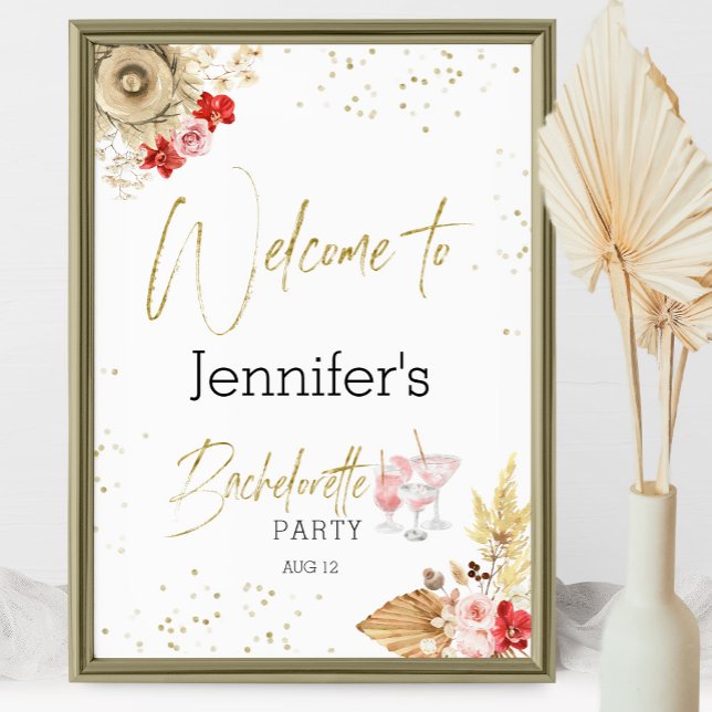 Póster Bienvenidos Rótulo Fiesta Bachelorette Boho Waterc (Subido por el creador)