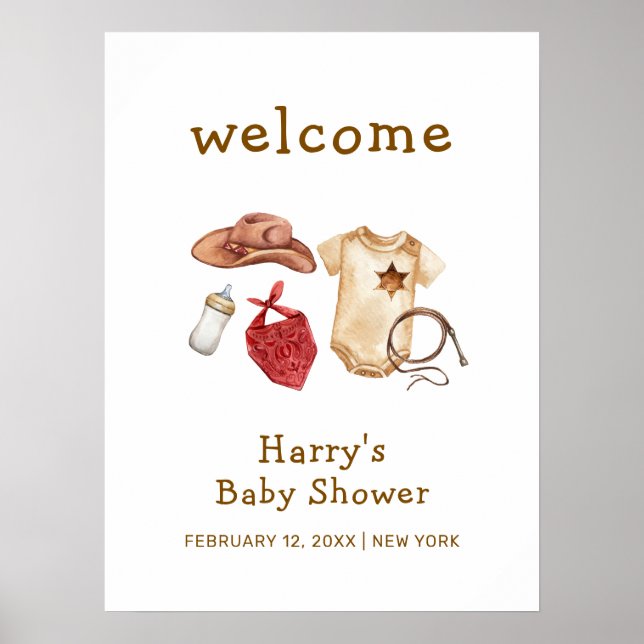 Póster Bienvenidos rusos del Boho Occidental Cowboy Baby  (Frente)