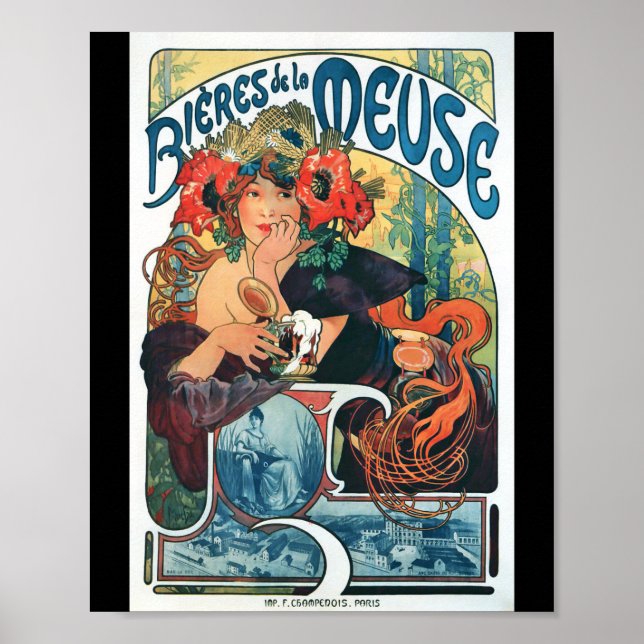 Póster Bieres de la Meuse, Mucha (Frente)