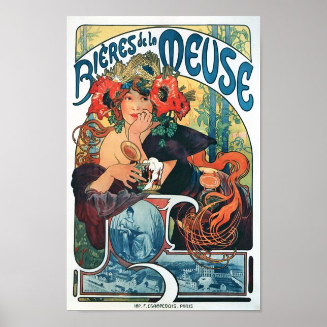 Póster Bieres de la Meuse, Mucha (Frente)