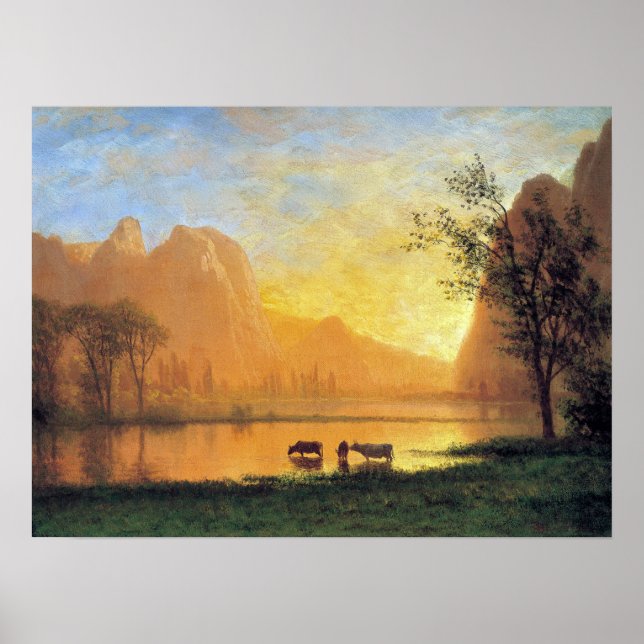 Póster Bierstadt - Atardecer en Yosemite (Frente)
