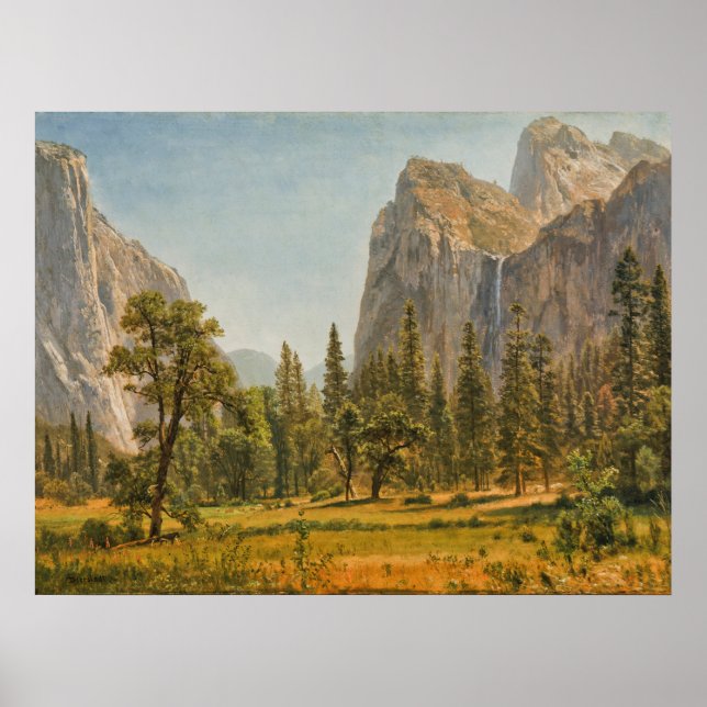Póster Bierstadt Bridal Veil Falls, Valle Yosemite (Frente)