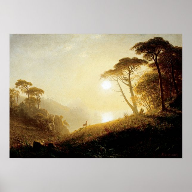 Póster Bierstadt - Escena En El Valle De Yosemite (Frente)