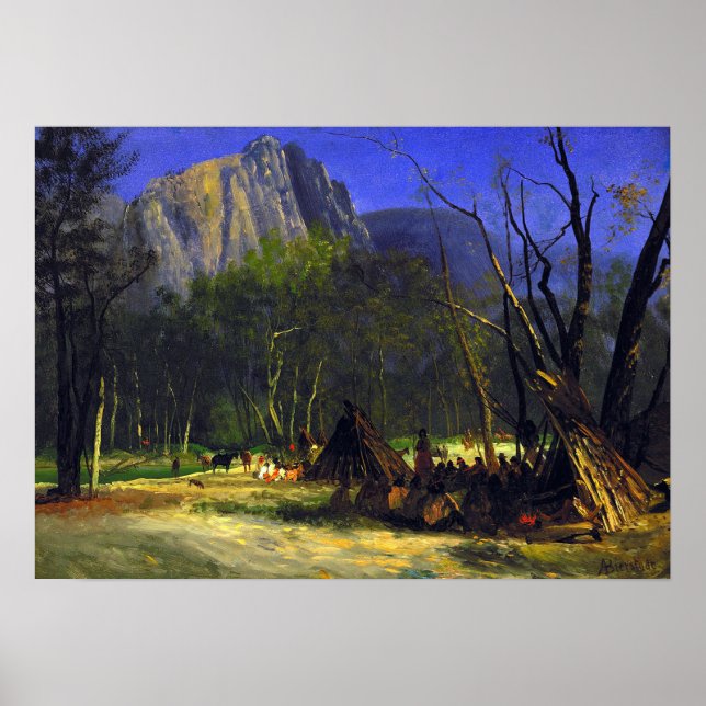 Póster Bierstadt - Indios En El Consejo (Frente)