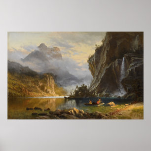 Póster Bierstadt - Indios pescan con arpón