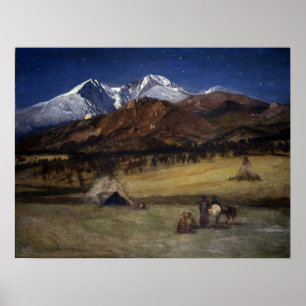 Póster Bierstadt - Noche de campamento indio