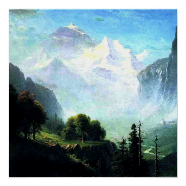Póster Bierstadt - Staubbach cae cerca de Lauterbrunnen (Anverso)