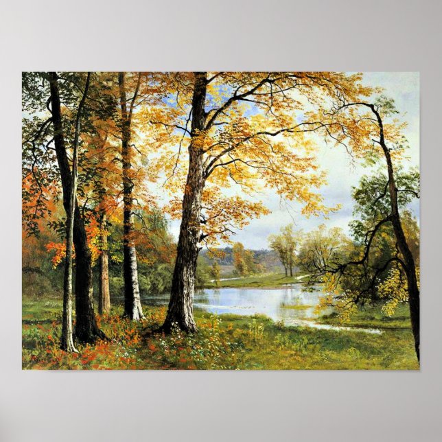 Póster Bierstadt - Un Lago Tranquilo, (Frente)