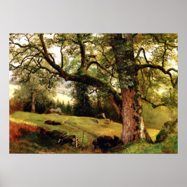 Póster Bierstadt - Un sendero a través de los árboles