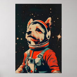 Póster Biewer Terrier Astronaut Poster, Biewer Terrier