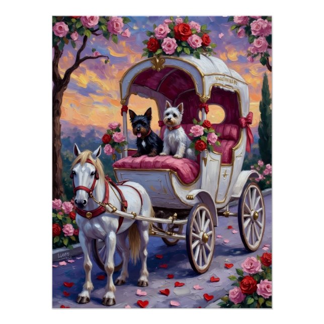 Póster Biewer Terrier Dog Valentine's Day (Anverso)