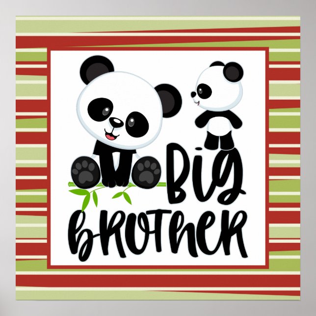 Póster Big and Small Cute Pandas with Big Brother Quote (Frente)