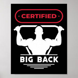 Póster Big Back Certified Big Back Design Bodybuilding Bi