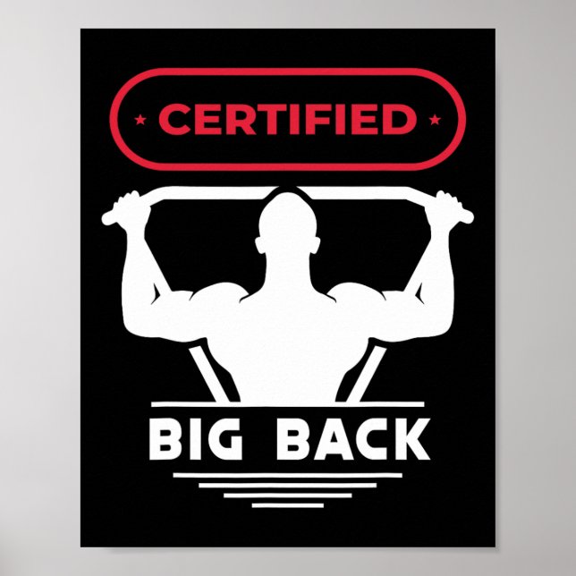 Póster Big Back Certified Big Back Design Bodybuilding Bi (Frente)