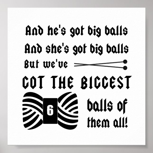 Póster Big Balls of Yarn ・ Artesanías de punto (Frente)