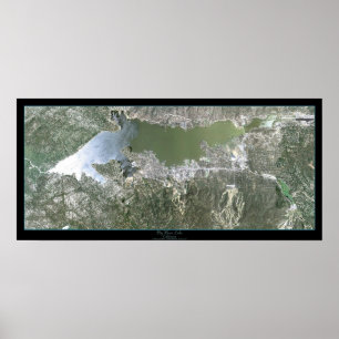 Póster Big Bear Lake, poster satelital de California