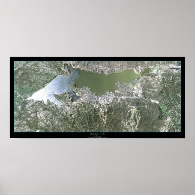 Póster Big Bear Lake, poster satelital de California (Frente)
