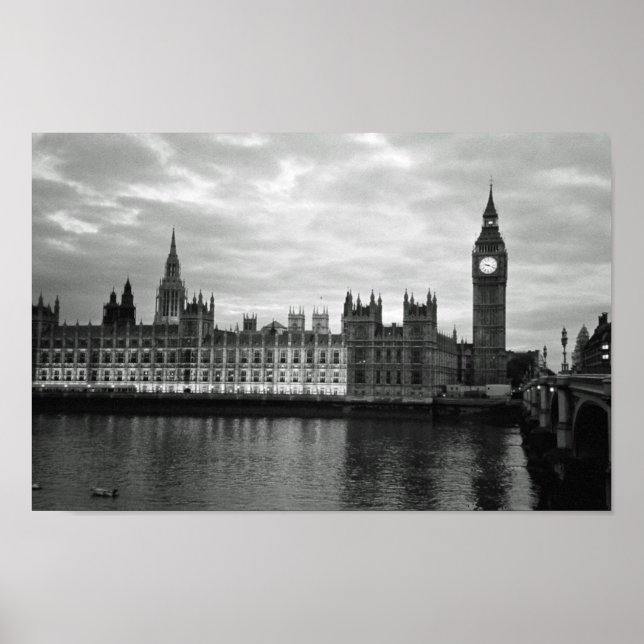 Póster Big Ben B & W (Frente)