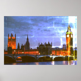 Póster Big Ben, Cámaras del Parlamento, Londres, de noche