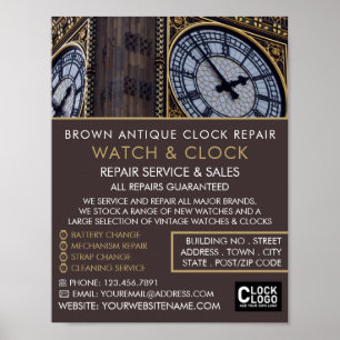 Póster Big Ben Clock Tower, publicidad horóloga