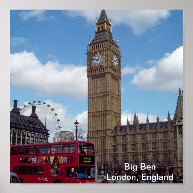 Póster Big Ben London, Inglaterra Imprimir (Frente)
