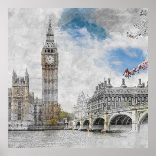 Póster Big Ben, Londres, Reino Unido (Frente)