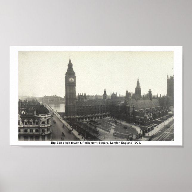Póster Big Ben & Parliament Square London 1904 (Frente)