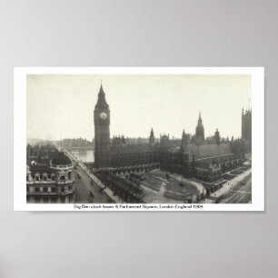 Póster Big Ben y el parlamento Londres cuadrado 1904