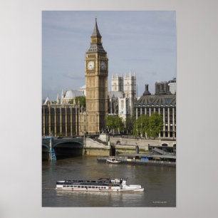 Póster Big Ben y el río Támesis