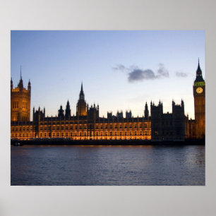 Póster Big Ben y las Casas del Parlamento en la ciudad
