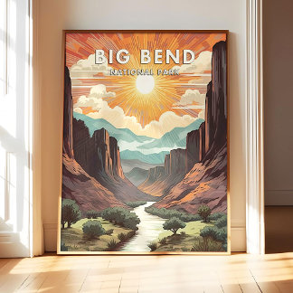 Póster Big Bend National Park Poster Art Print, Retro Nat