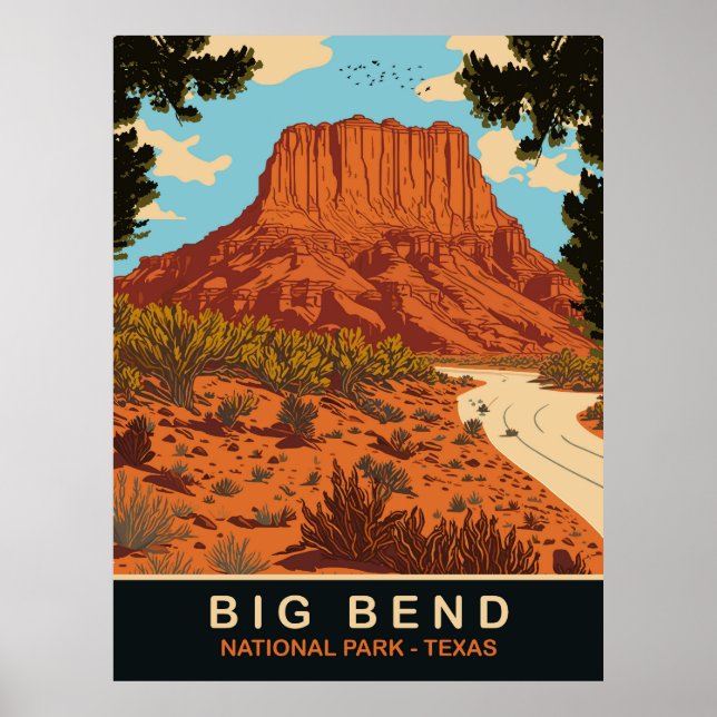 Póster Big Bend, Parque Nacional, Texas, Viajes (Frente)