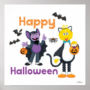 Póster Big Bird and Count Feliz Halloween