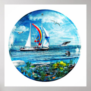 Póster Big Blue Ocean Bubble Nations