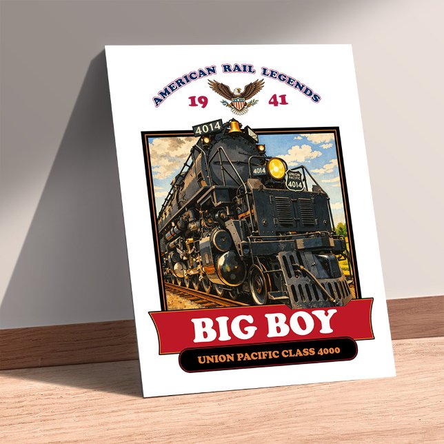 Póster Big Boy 4014 Steam Locomotive Retro Illustration (Big Boy 4014 Steam Locomotive Retro Illustration. Poster)