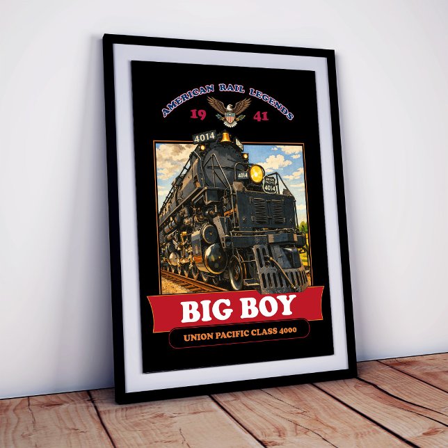 Póster Big Boy 4014 Steam Locomotive Vintage Illustration (Big Boy 4014 Steam Locomotive Vintage Illustration. Poster)